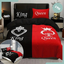 Romantic Heart Duvet Cover Set, Elegant Red Black, Perfect for Valentine's Day