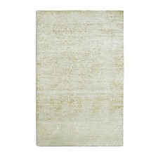 4'x6'2" Ivory and Gold Contemporary Design Hand Knotted Silk & Textured Wool Rug