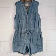 Torrid Womens Size 1 Chambray Romper Shorts Blue Jean Denim Sleeveless Jumpsuit