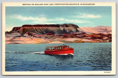 Boulder Dam Lake Fortification Mountains Nevada Vintage Postcard