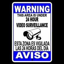 Spanish English Warning Protected By Video Surveillance Sign security SS005