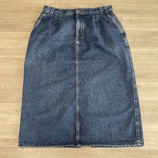 Womens Vintage Chic 90 s Y2K Med Wash 100 Cotton Denim Midi Skirt 18