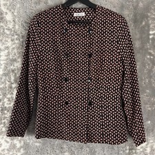Talbots Size 6/8 Career Blazer Midi Skirt Set Black Red Long Sleeve Button