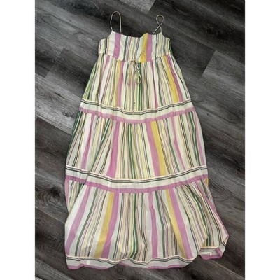 MNG Striped Pastel Maxi Sundress with Spaghetti Straps size 4