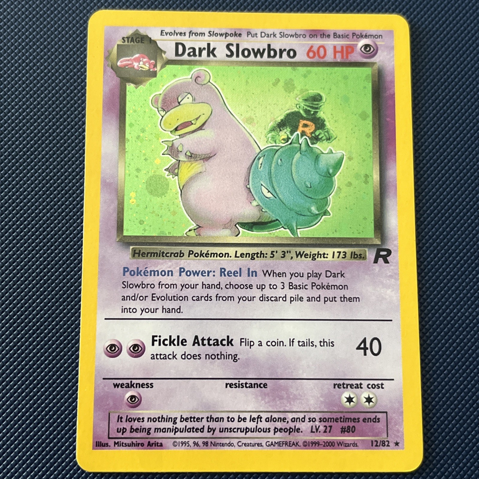 2000 Pokemon Team Rocket Dark Slowbro Card 12/82 LP