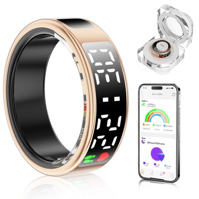 Smart Ring Gesundheitstracker mit Display Bildschirm & Touch-Taste, Bluetooth-Verbindung...