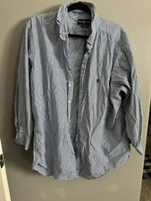 Ralph Lauren Polo Mens XL Long Sleeve Button Up Striped Blue - 17.5 32/33