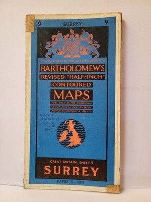 Bartholomew's Half Inch Map SURREY Sheet 9 Vintage Paper Map