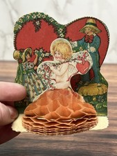 Antique Die Cut Folding Honecomb Pop Out Valentine Card Made in USA