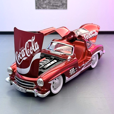 1:24 Mercedes Benz 300SL Coca Cola Alloy Diecast Car Model Sound