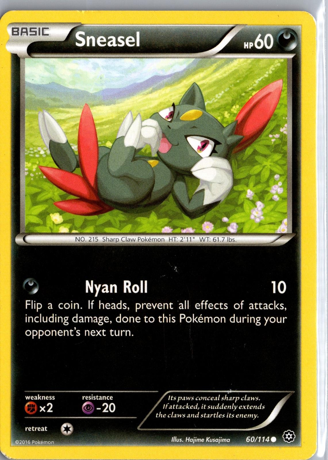 Sneasel 60/114 Common Steam Siege Pokemon Moderately Played