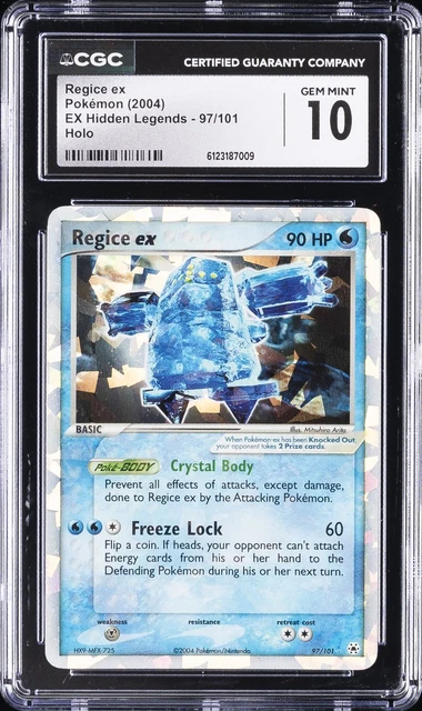 2004 POKEMON EX HIDDEN LEGENDS #97 REGICE EX-HOLO CGC 10 GEM MINT