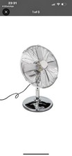 Floor Fan UK Three Speed Chrome Metal 9"Air Circulator Movement Free Standing