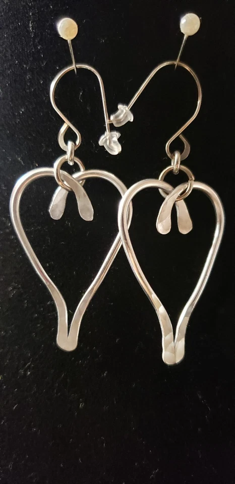 OC Alambre Martillado 13" Corazón Collar y 2.5" Juego de Pendientes Corazón, Plata y Negro Foto 3 de 4