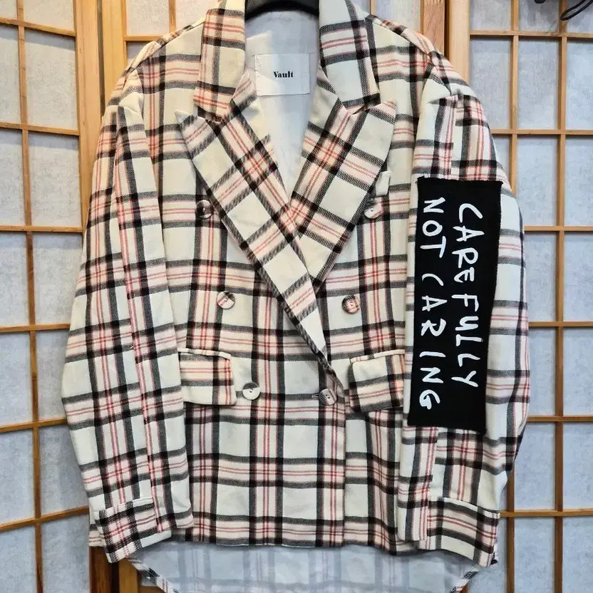 Vault Check Pattern Double Button Jacket Free Size - image 2