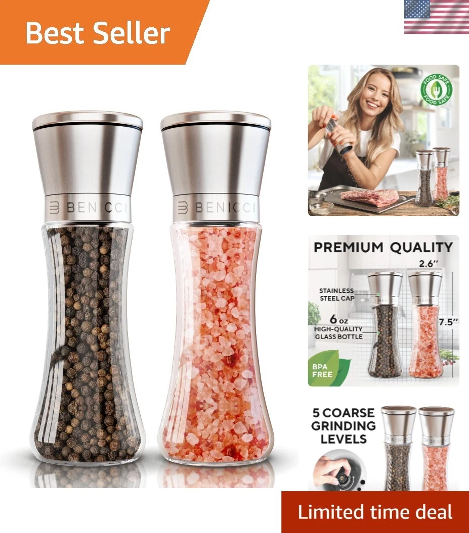 Salt and Pepper Grinder Set of 2 Stainless Steel Adjustable Mills Modern Kitchen
Opens in a new wind