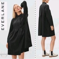 Everlane The Field Long Sleeve Collared Oversized Dress Black XSMALL Retail $125