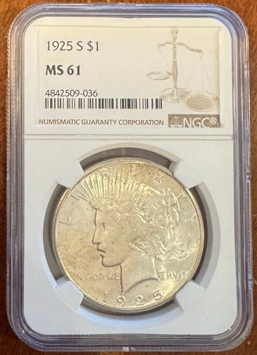 1925 S NGC MS61 Peace Silver Dollar