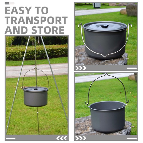 Open Fire Cooking Equipment Camping Cookware Pot Coffee Aluminum - Picture 2 of 12