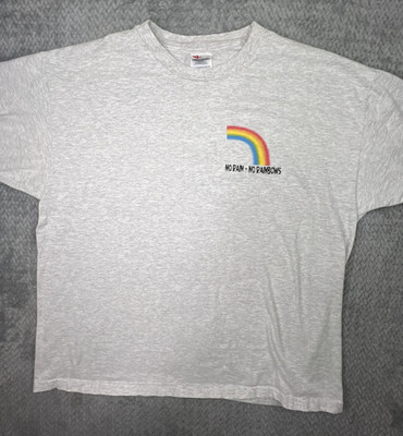 VintageNo Rain No Rainbows Maui Rules Double Sided Art Shirt Beige Mens 2XL 90s