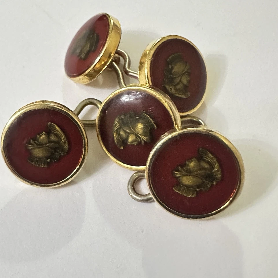 5 Burgundy Resin Brass 5/8” Buttons Athena/Minerva Woman Goddess Helmet Soldier - Image 4 of 4