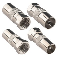 Kaunosta F to TV Type Aerial Connector 50 F Male Male/Female, Silver