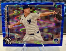 2025 Topps Chrome Gerrit Cole Blue Ray Wave Refractor /150 #110