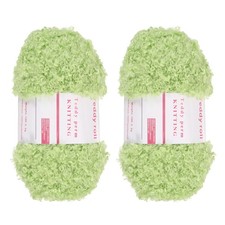 2pcs Fur Yarn Polyester Yarn Fluffy Chunky Yarn Green for Crocheting,50m