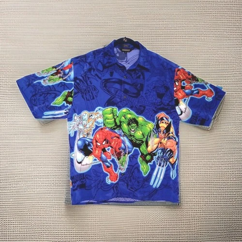 Vintage 2001 Marvel X-Men Comic Mens size L Button Front Club Shirt Changes Rare