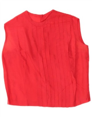 Vintage Damen ärmellos Bluse Top UK 14 Medium rot AA05