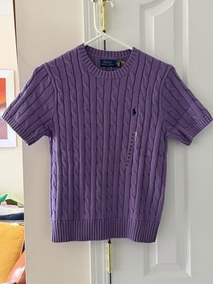 POLO RALPH LAUREN CABLE-KNIT COTTON MEDIUM WOMEN SHORT SLEEVE