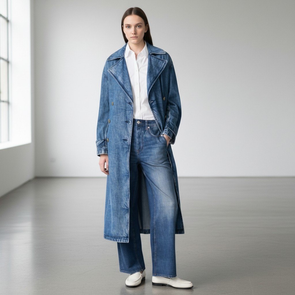 Rag & Bone Featherweight Alora Trench Coat Womens M Blue Classic Preppy 90s NWT