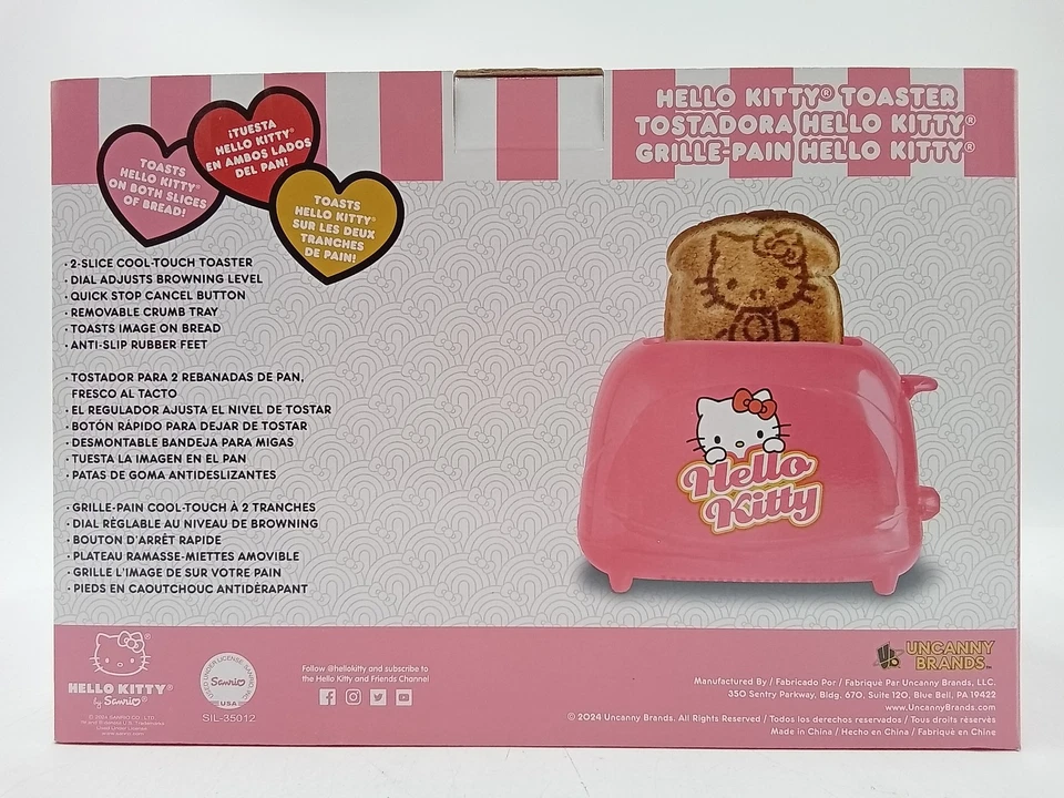 Hello Kitty 2 Scheiben Toaster Rosa Cool-Touch mit Bild auf Brot KOSTENLOSER VERSAND - Bild 3 von 4