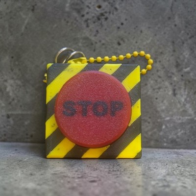 3D Print Stop Button Keychain: Tactile Sensory Fidget Toy