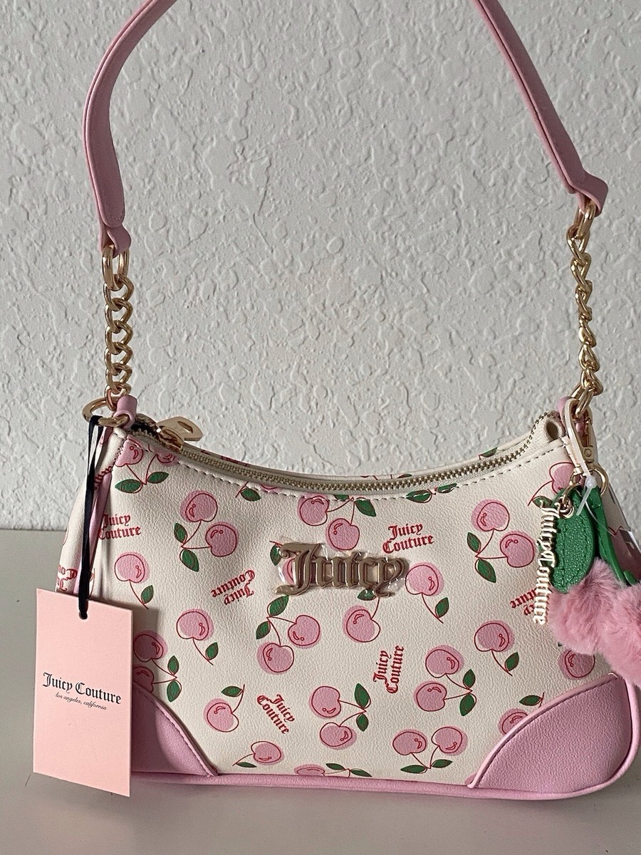 Juicy Couture Cherry Girl Shoulder Bag Soft White Pink Cherries W