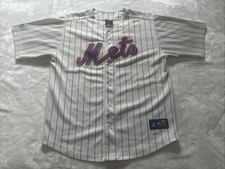 New York Mets Majestic Jersey White David Wright Pin Strip MLB Sports Size