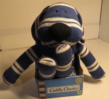 Dan Dee Cuddly Classics Blue Striped Knit Puppy Dog Plush Frog Color Sock Monkey