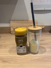 Ice Coffee Glass With Metal Straw And 200g Jar Of Coffee