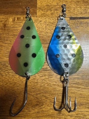 Hawken Simon Wobbler Salmon Fishing Spoon Lure Lot Of 2