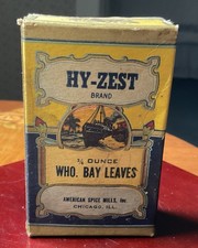 Vintage Cardboard Box By-Zest Brand Bay Leaves Unopened 3/4oz 3.5” Chicago Boat