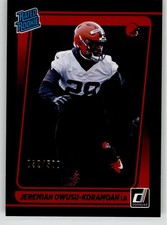 Jeremiah Owusu-Koramoah 2021 Donruss Season Stat Line 326 #/500 Browns Rookie