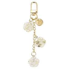 Flower Charm Keychain, Gold Tone Rose Pendant Keychains