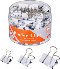 Binder Clips Assorted Sizes White Paper Clips Set Office Home 100 Piece Pack Box