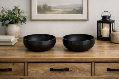 Mattschwarze Basalt Dekoschalen, von Keith Murray für Wedgwood (1933-1941)