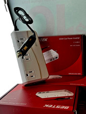 Bestek 200W Car Power Inverter 4USB-A 3 AC Outlets MODEL MRI2011GU-WH