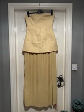 Pretty Little Thing Yellow Strapless Dress With Pleated Underskirt. 10 BNWT Xmas