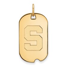 10k Gold LogoArt Michigan State University Letter S Small Dog Tag Pendant