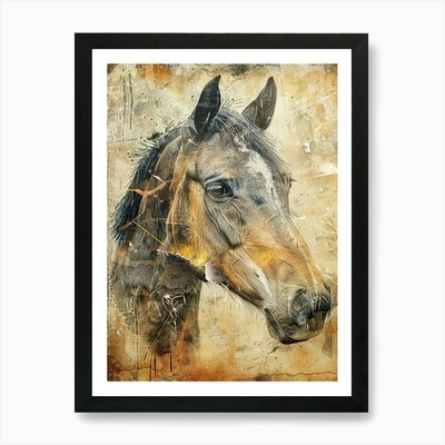 Poster Pferd Wildtier Illustrati gerahmt Wandbild Poster Leinwanddruck Bild