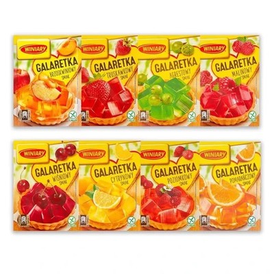 Winiary Galaretka Gelee 100% Politur Geschmack, große Auswahl, fröhlich, Zitrone, Orange