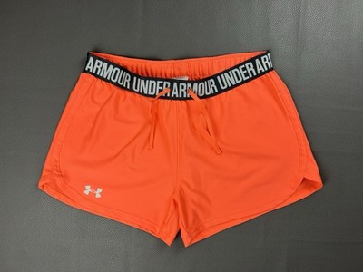 Under Armour HeatGear Women s Small Neon Orange Athletic Running Shorts Loose